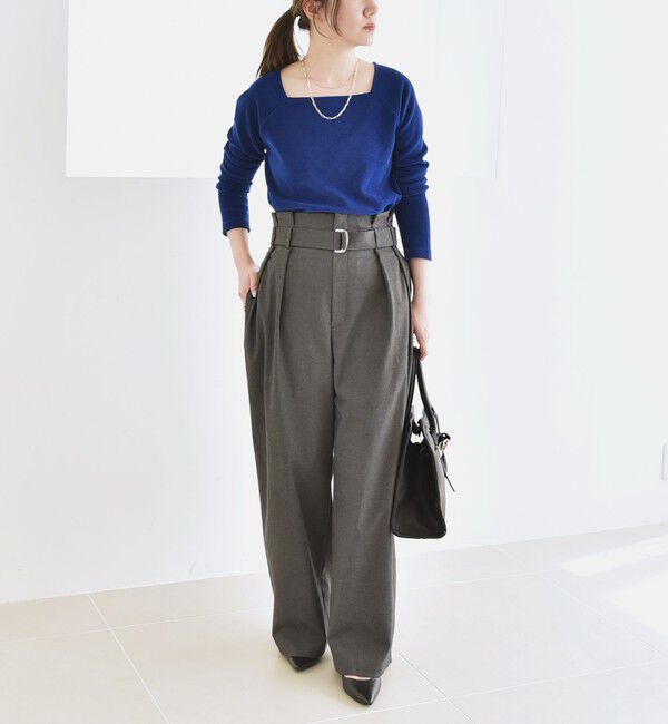 quaranciel「quaranciel:〈洗濯機可能〉ハンサム ハイウエスト ベルト ワイド パンツ」|その他|