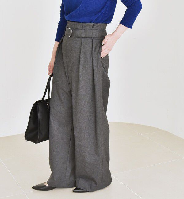 quaranciel「quaranciel:〈洗濯機可能〉ハンサム ハイウエスト ベルト ワイド パンツ」|その他|