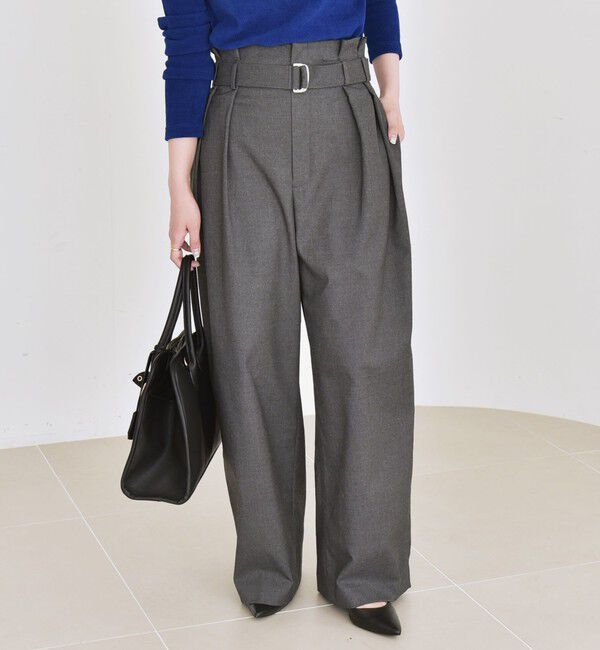 quaranciel「quaranciel:〈洗濯機可能〉ハンサム ハイウエスト ベルト ワイド パンツ」|その他|