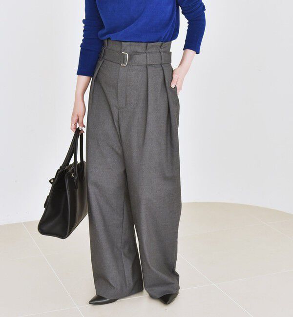 quaranciel「quaranciel:〈洗濯機可能〉ハンサム ハイウエスト ベルト ワイド パンツ」|その他|