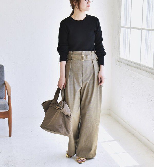 quaranciel「quaranciel:〈洗濯機可能〉ハンサム ハイウエスト ベルト ワイド パンツ」|その他|