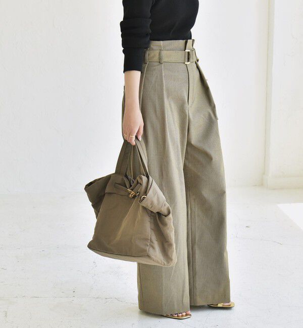 quaranciel「quaranciel:〈洗濯機可能〉ハンサム ハイウエスト ベルト ワイド パンツ」|その他|