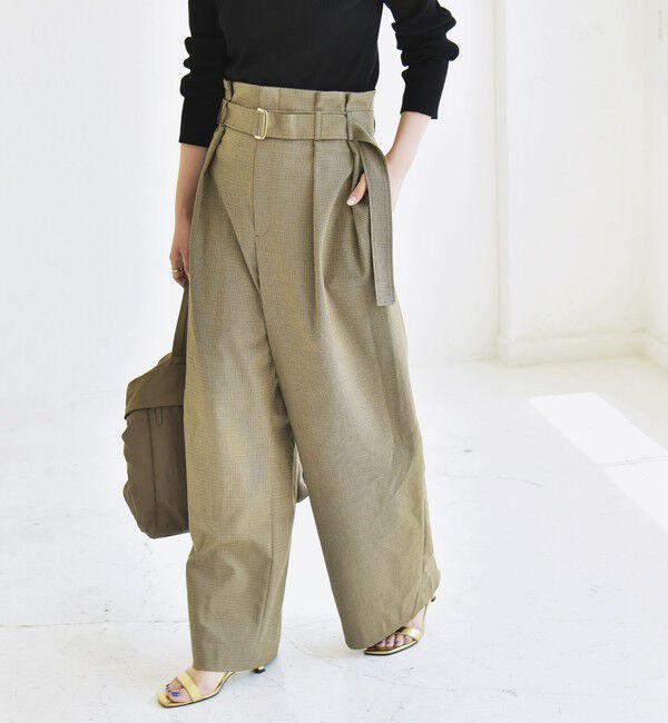 quaranciel「quaranciel:〈洗濯機可能〉ハンサム ハイウエスト ベルト ワイド パンツ」|その他|