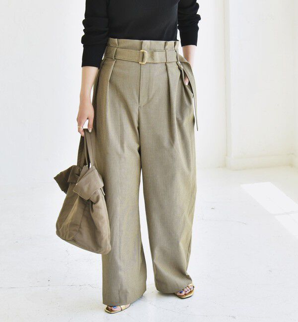 quaranciel「quaranciel:〈洗濯機可能〉ハンサム ハイウエスト ベルト ワイド パンツ」|その他|
