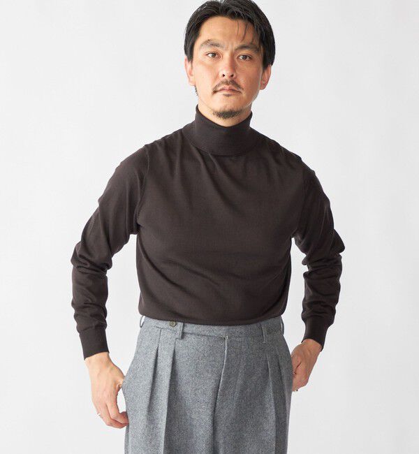 SHIPS「SHIPS:〈手洗い可能〉HANDFRAME 16ゲージ タートルネック プルオーバー ニット」|ニット・セーター|ブラウン