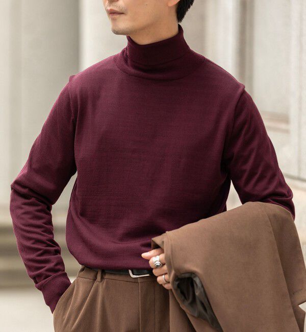 SHIPS「SHIPS:〈手洗い可能〉HANDFRAME 16ゲージ タートルネック プルオーバー ニット」|ニット・セーター|エンジ