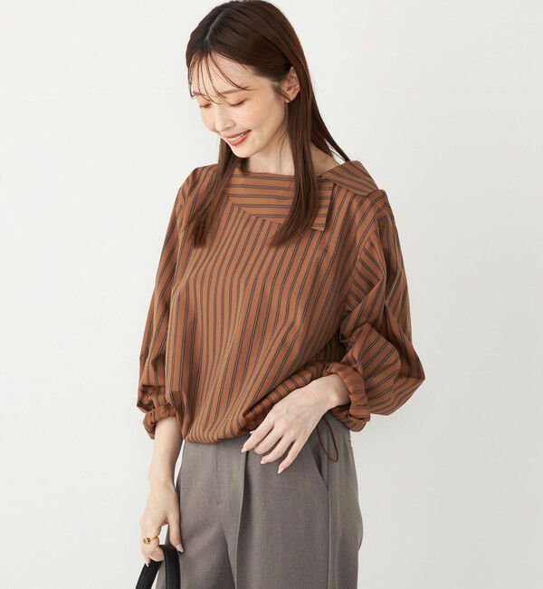 SHIPS Colors 「SHIPS Colors:〈洗濯機可能〉ロール カラー ストライプ ブラウス」|シャツ・ブラウス|