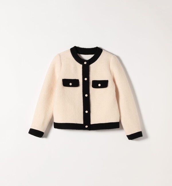 SHIPS any「SHIPS any: バイカラー クルーネック カーディガン ジャケット」|ノーカラージャケット|