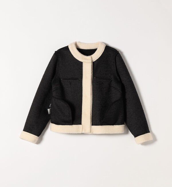 SHIPS any「SHIPS any: バイカラー クルーネック カーディガン ジャケット」|ノーカラージャケット|