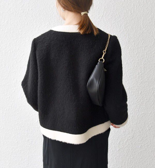 SHIPS any「SHIPS any: バイカラー クルーネック カーディガン ジャケット」|ノーカラージャケット|