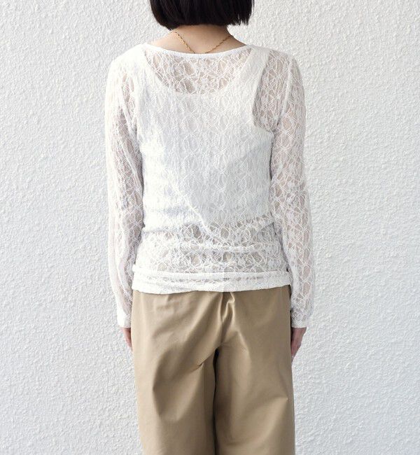 SHIPS Colors 「SHIPS Colors:〈手洗い可能〉ストレッチ レース ボートネック トップス◇」|Tシャツ・カットソー|