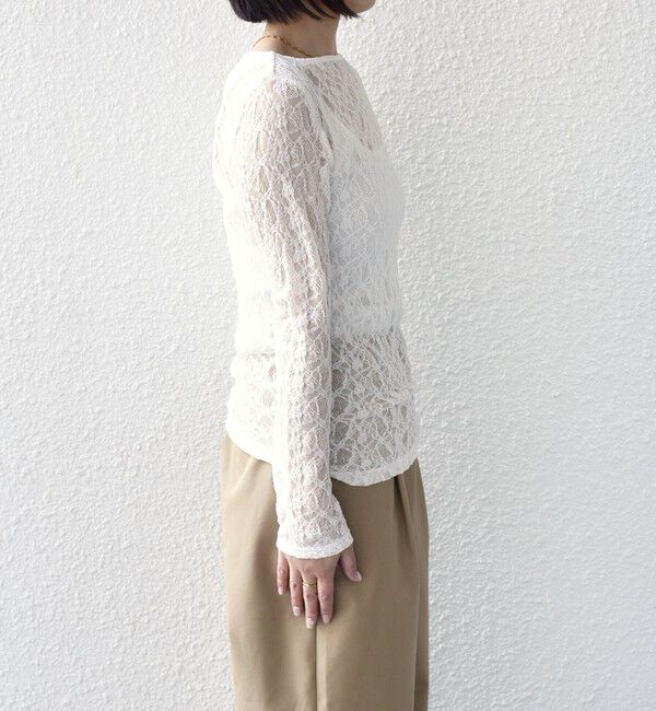 SHIPS Colors 「SHIPS Colors:〈手洗い可能〉ストレッチ レース ボートネック トップス◇」|Tシャツ・カットソー|