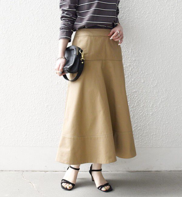 SHIPS any「SHIPS any:〈洗濯機可能〉チノ バック ジップ フレア スカート」|スカート|ベージュ