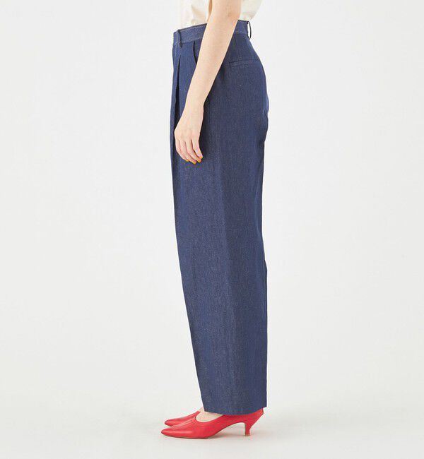 MACPHEE「リアクティブデニム タックテーパードパンツ」|デニム|