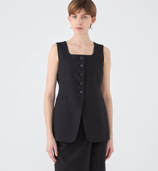 Ballsey「ラメミックスストレッチ スクエアネックジレ」|ベスト・ジレ|