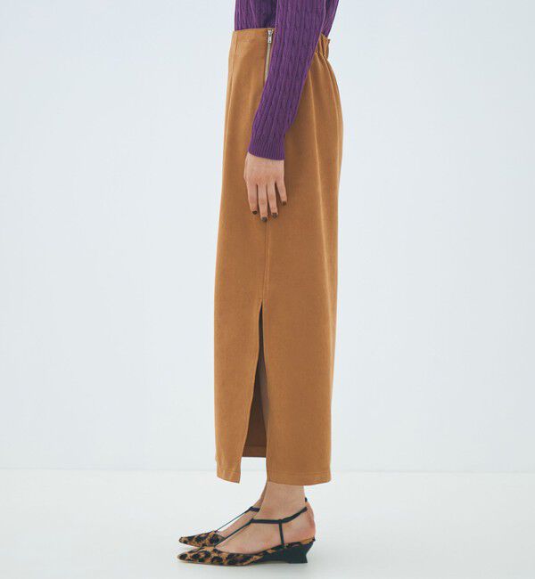 MACPHEE「フェイクスエード Iラインマキシスカート」|タイト|