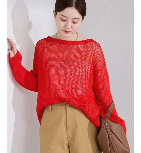 IENA「ギマコットンプルオーバー」|ニット・セーター|レッド