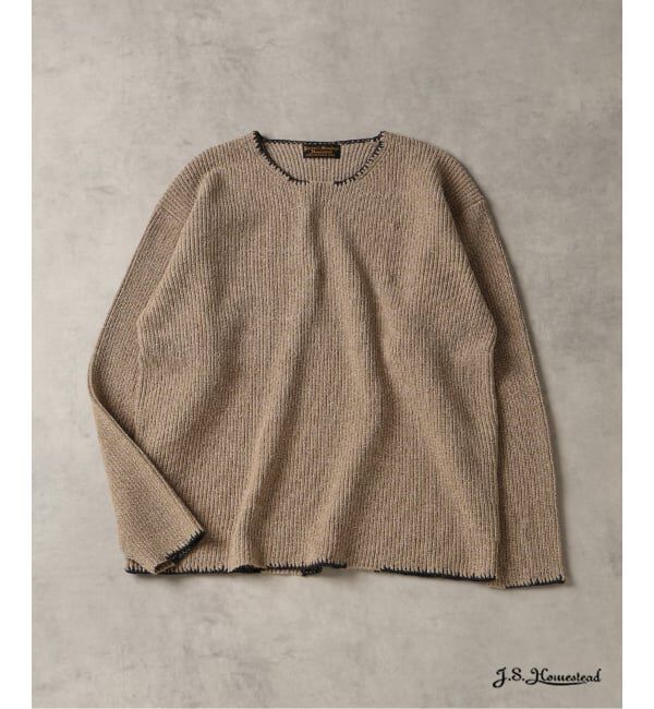 J.S.Homestead「J.S.Homestead / ブランケット ステッチ リブ ニット」|ニット・セーター|ナチュラル