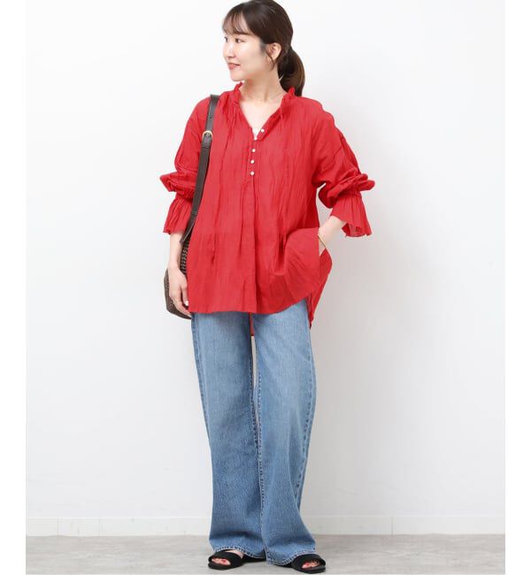 JOURNAL STANDARD relume「［26SS新作］コットンボイルクリンクルタックフリルプルオーバー」|シャツ・ブラウス|