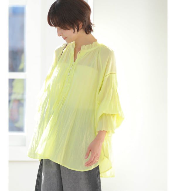 JOURNAL STANDARD relume「［26SS新作］コットンボイルクリンクルタックフリルプルオーバー」|シャツ・ブラウス|イエロー A