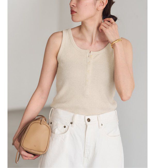 FRAMeWORK「コットンLINENテレコヘンリータンクトップ」|Tシャツ・カットソー|ナチュラル