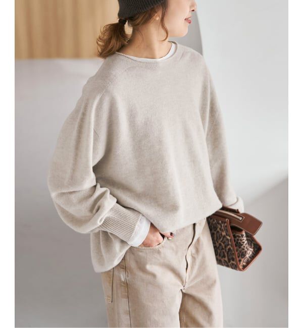 Spick and Span「《追加》CHESSルーズボートネックプルオーバー」|ニット・セーター|ベージュ