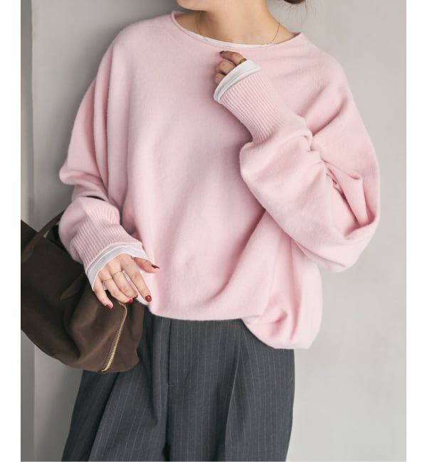 Spick and Span「《追加》CHESSルーズボートネックプルオーバー」|ニット・セーター|ピンク A