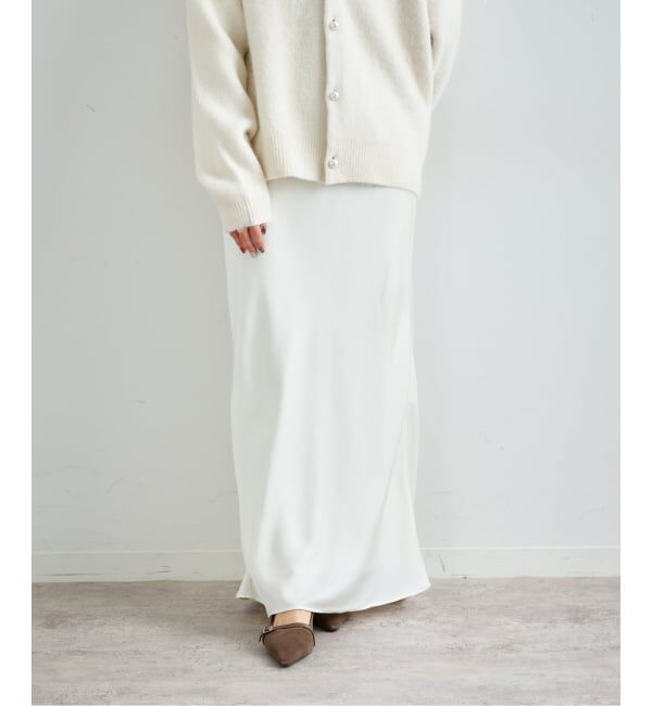 U by SPICK&SPAN「サテンロングスカート」|スカート|ホワイト E