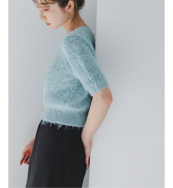 NOBLE「ラティスシャギーショートスリーブニット」|ニット・セーター|