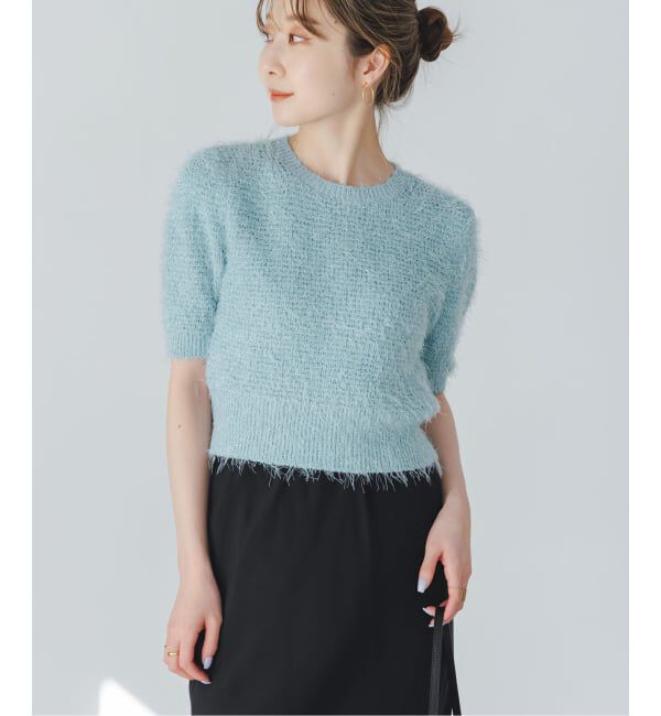 NOBLE「ラティスシャギーショートスリーブニット」|ニット・セーター|