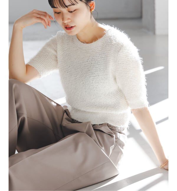 NOBLE「ラティスシャギーショートスリーブニット」|ニット・セーター|