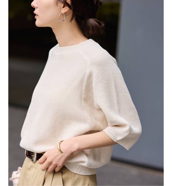 FRAMeWORK「≪予約≫ピグメントダイハーフスリーブニット」|ニット・セーター|ナチュラル