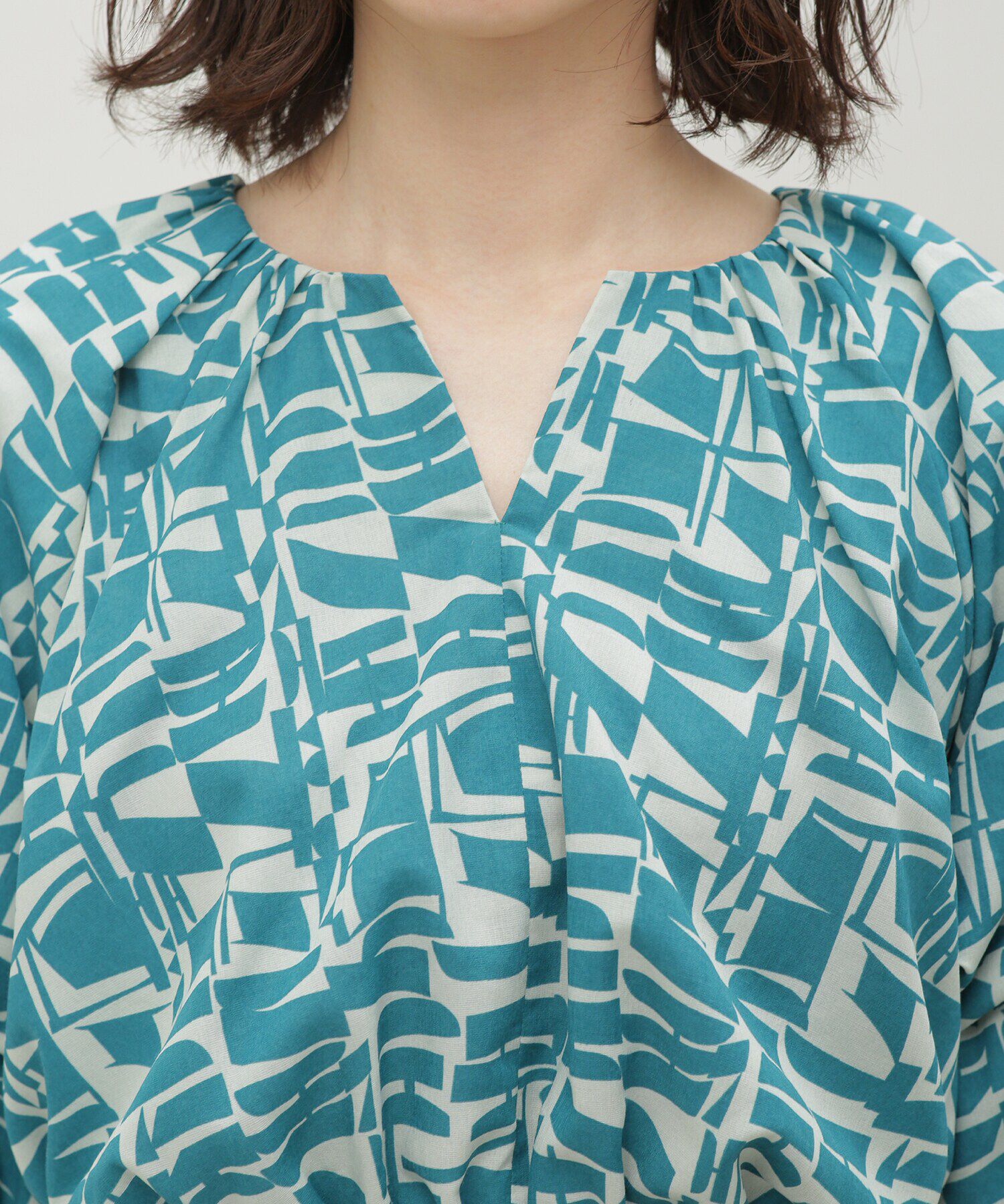 nano･universe「LB.03/幾何学柄バルーンスリーブブラウス」|シャツ・ブラウス|