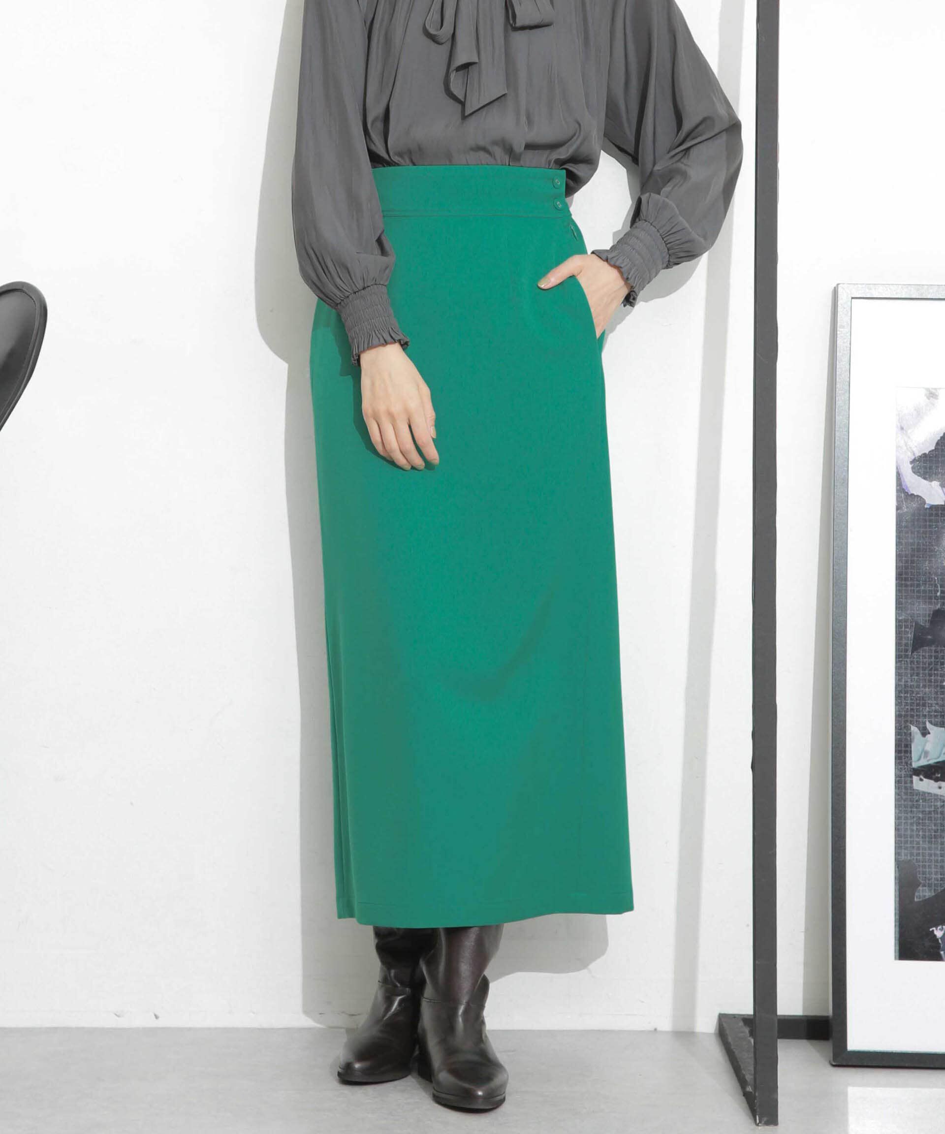 nano･universe「スリットストレートスカート」|スカート|グリーン