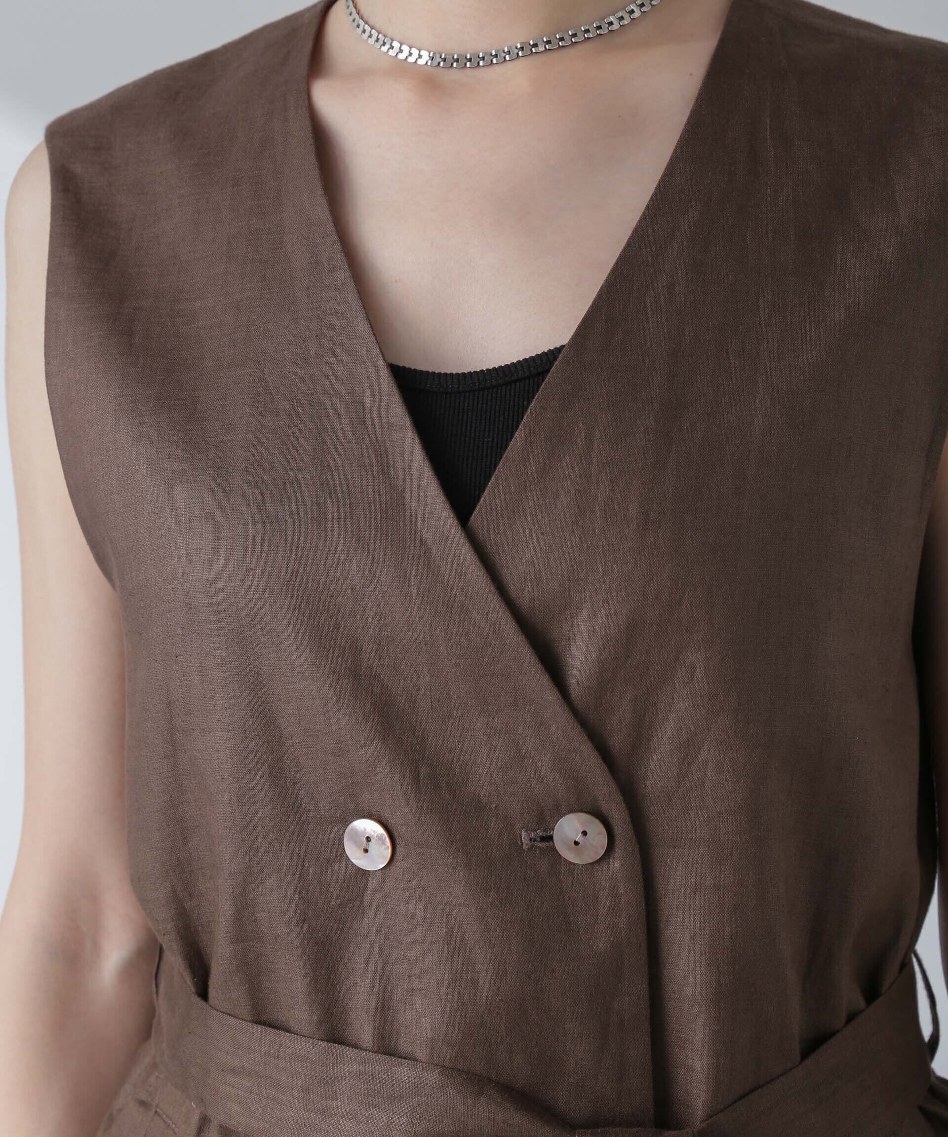 nano･universe「ベルト付リネンジレ(セットアップ可)」|ベスト・ジレ|