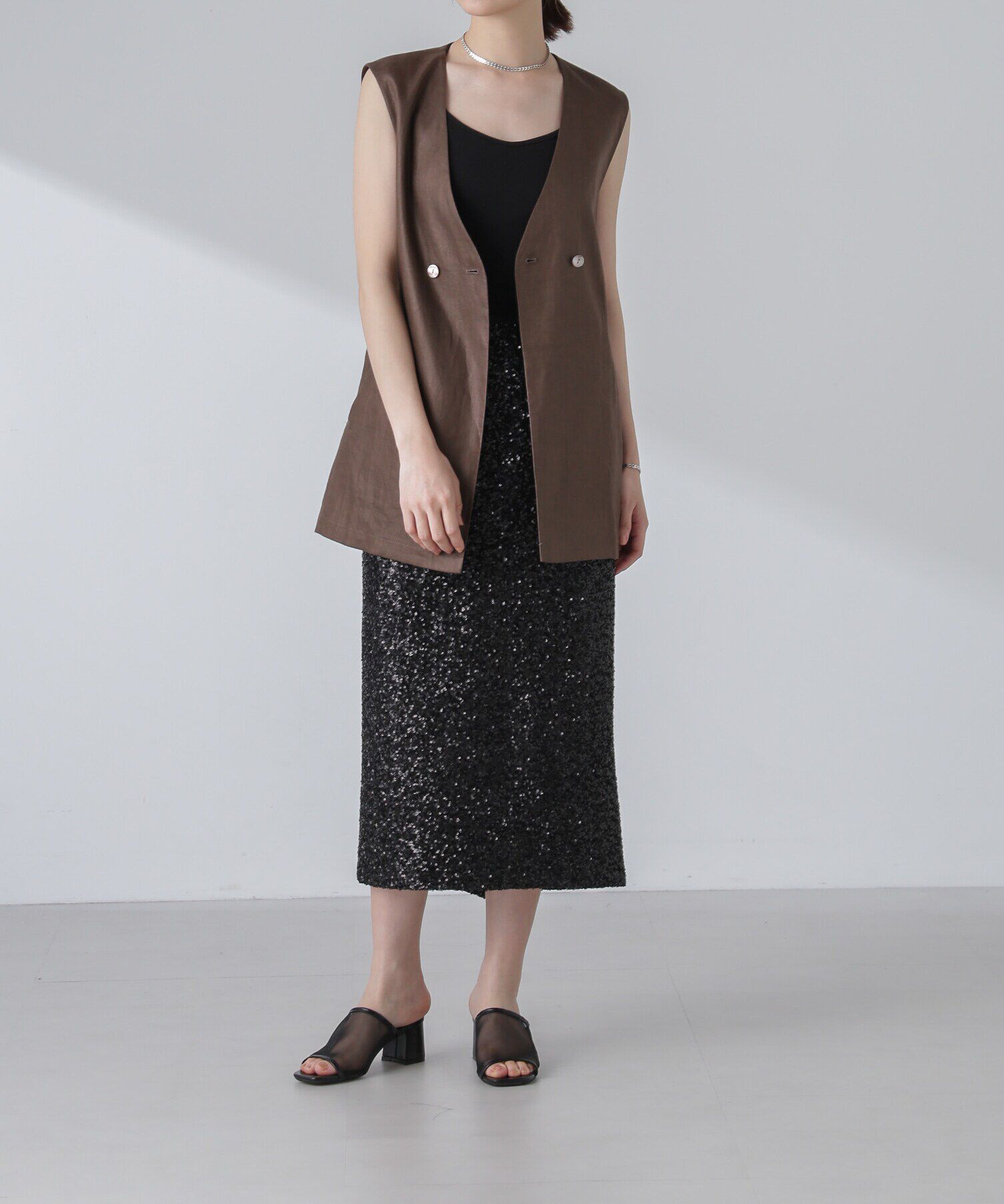 nano･universe「ベルト付リネンジレ(セットアップ可)」|ベスト・ジレ|