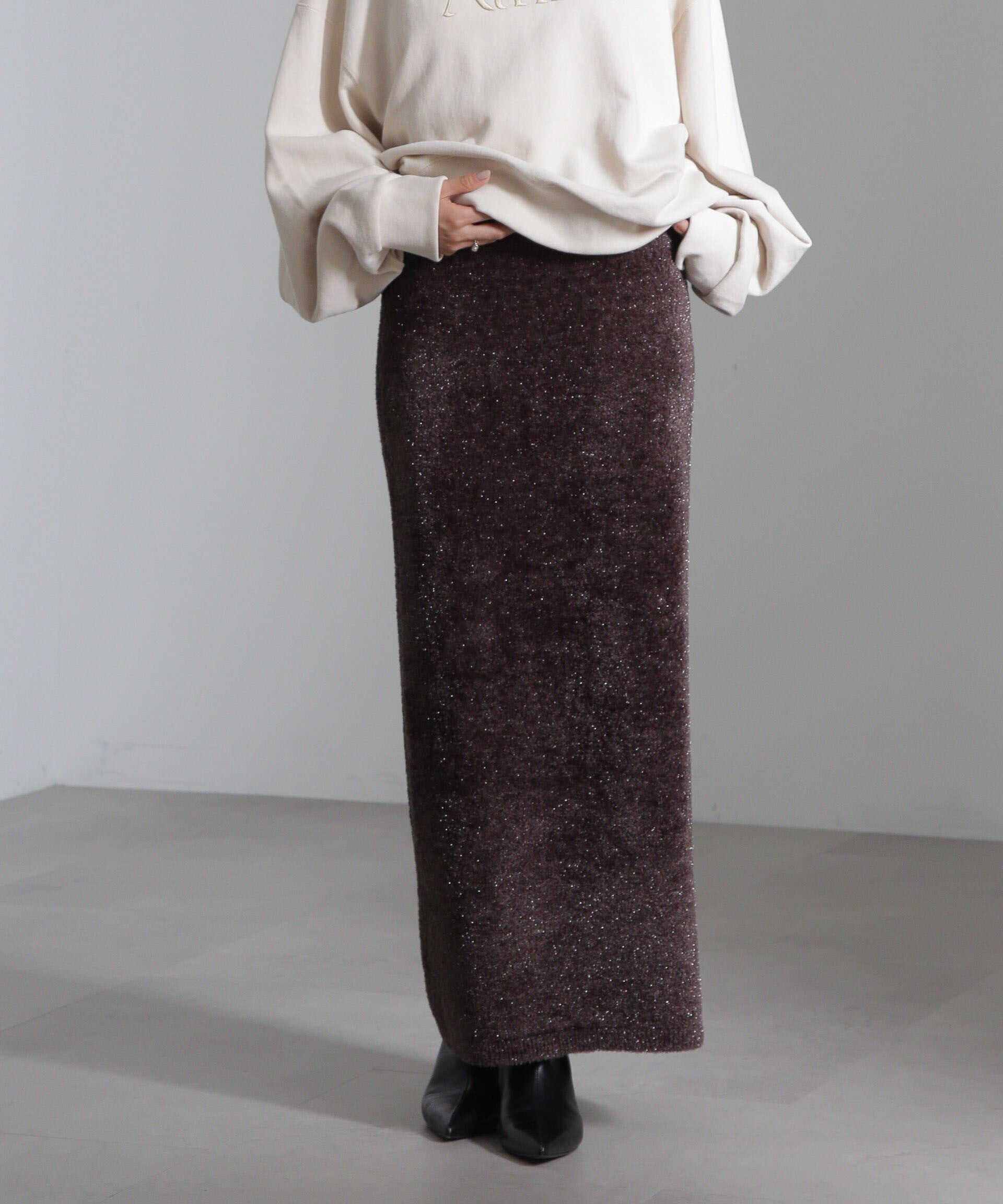 nano･universe「ラメシャギーニットスカート(セットアップ可)」|スカート|