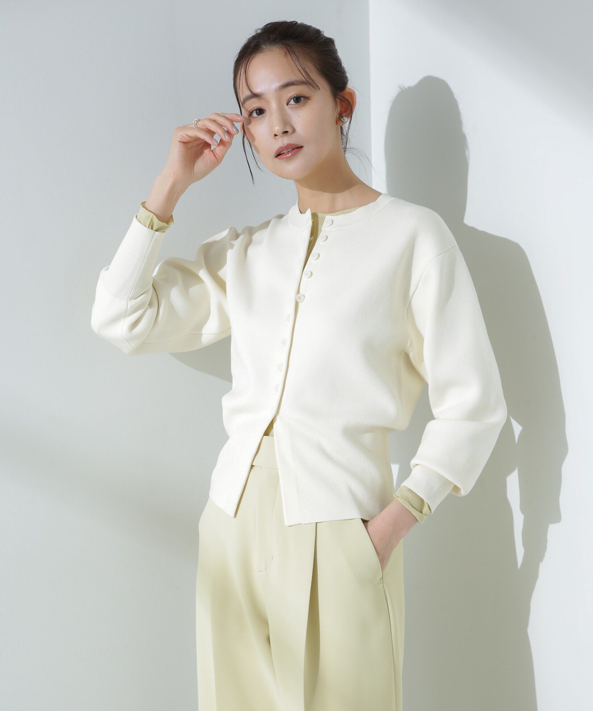 nano･universe「ダブルジャガードクルーネックニットカーディガン」|ニット・セーター|