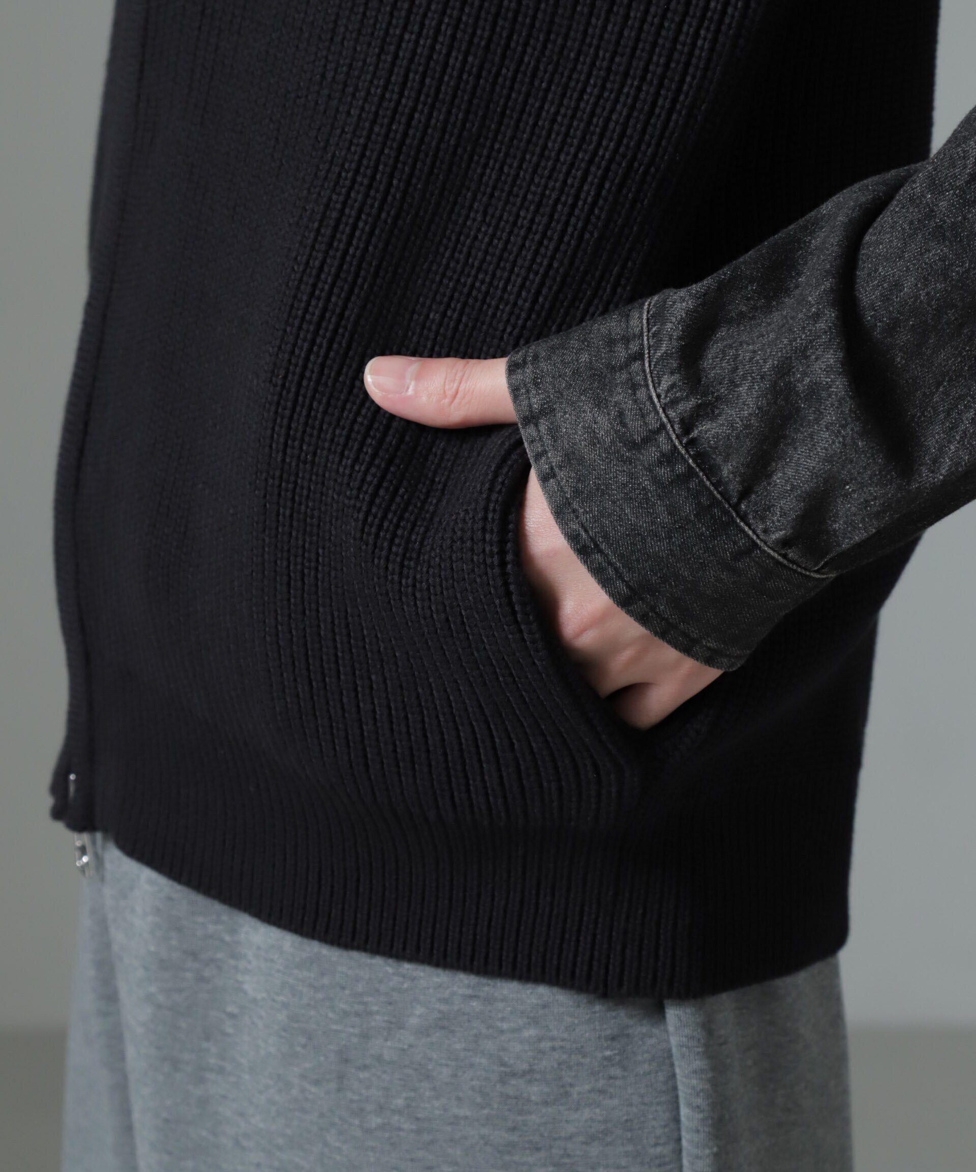 nano･universe「片アゼドライバーズジップニットベスト」|ニット・セーター|