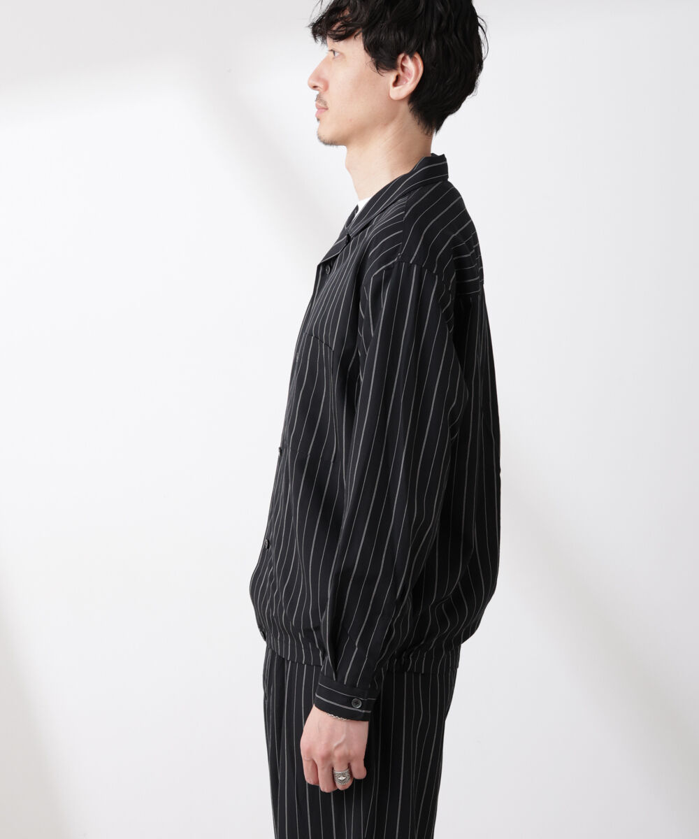 nano･universe「リネンブレンドピンストライプブルゾン（セットアップ可）」|ブルゾン・スタジャン|