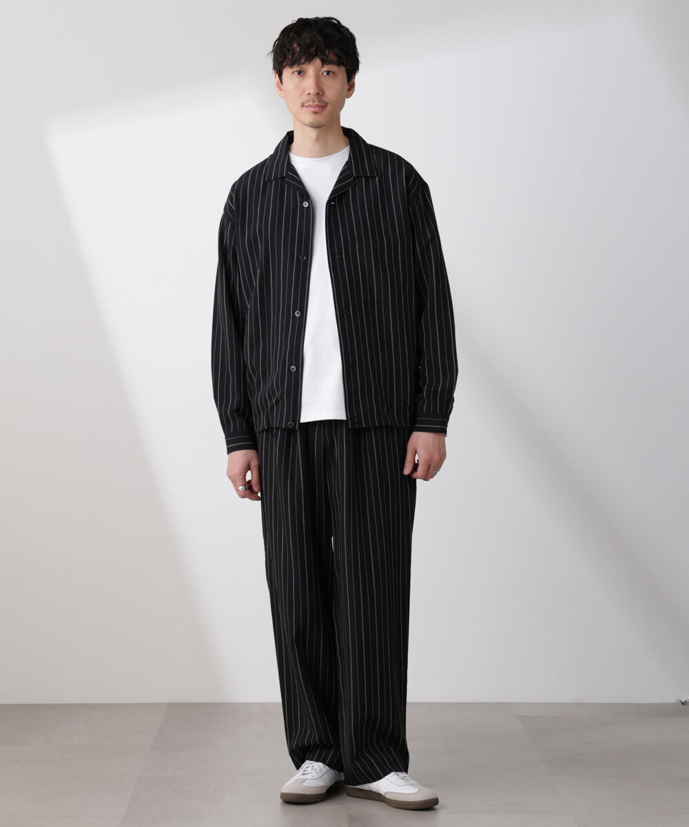 nano･universe「リネンブレンドピンストライプブルゾン（セットアップ可）」|ブルゾン・スタジャン|