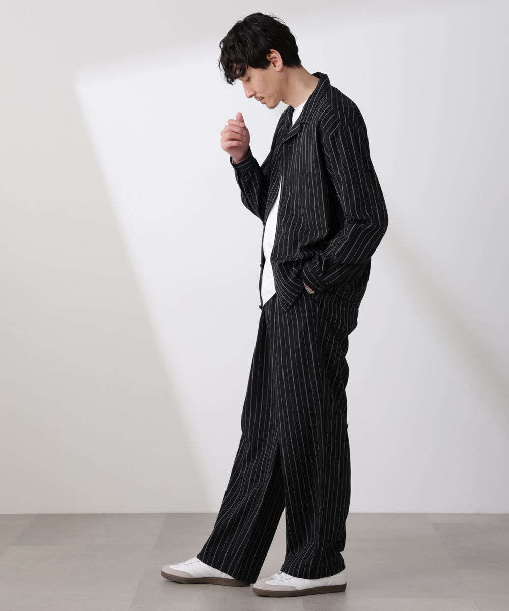 nano･universe「リネンブレンドピンストライプブルゾン（セットアップ可）」|ブルゾン・スタジャン|