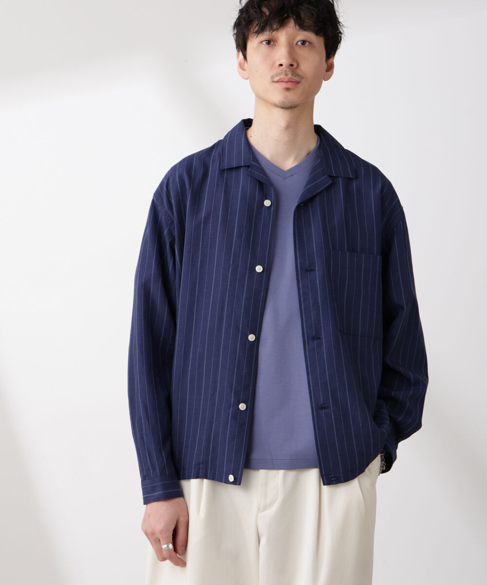 nano･universe「リネンブレンドピンストライプブルゾン（セットアップ可）」|ブルゾン・スタジャン|