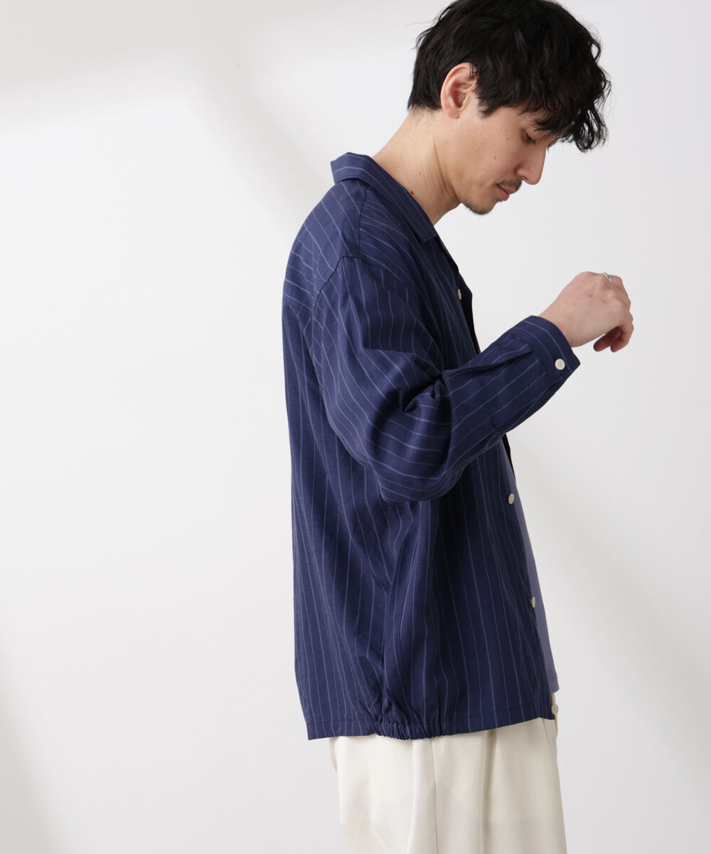 nano･universe「リネンブレンドピンストライプブルゾン（セットアップ可）」|ブルゾン・スタジャン|