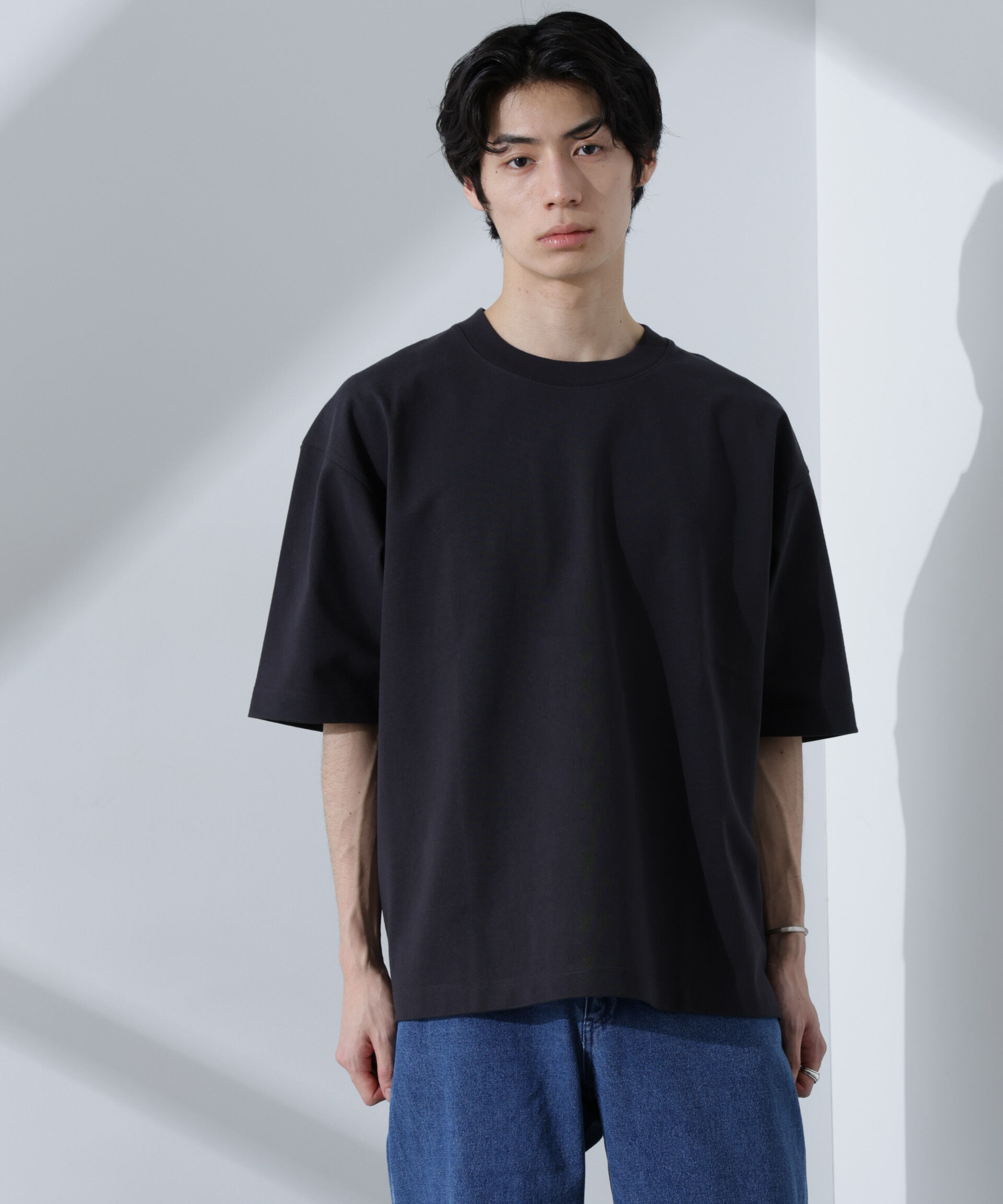 nano･universe「ヘビーオンスワイドTシャツ 半袖」|Tシャツ・カットソー|ブラック