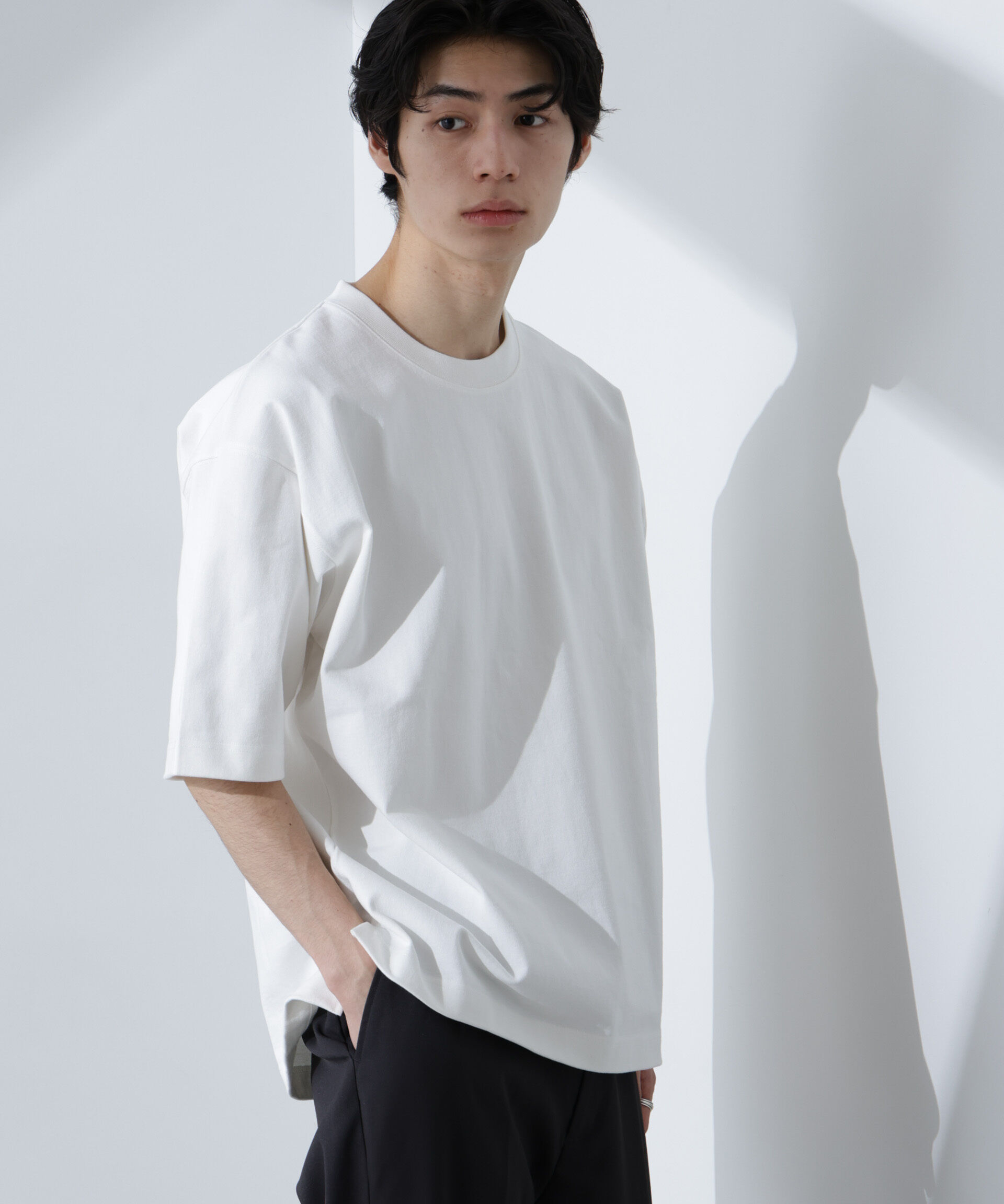 nano･universe「ヘビーオンスワイドTシャツ 半袖」|Tシャツ・カットソー|ホワイト