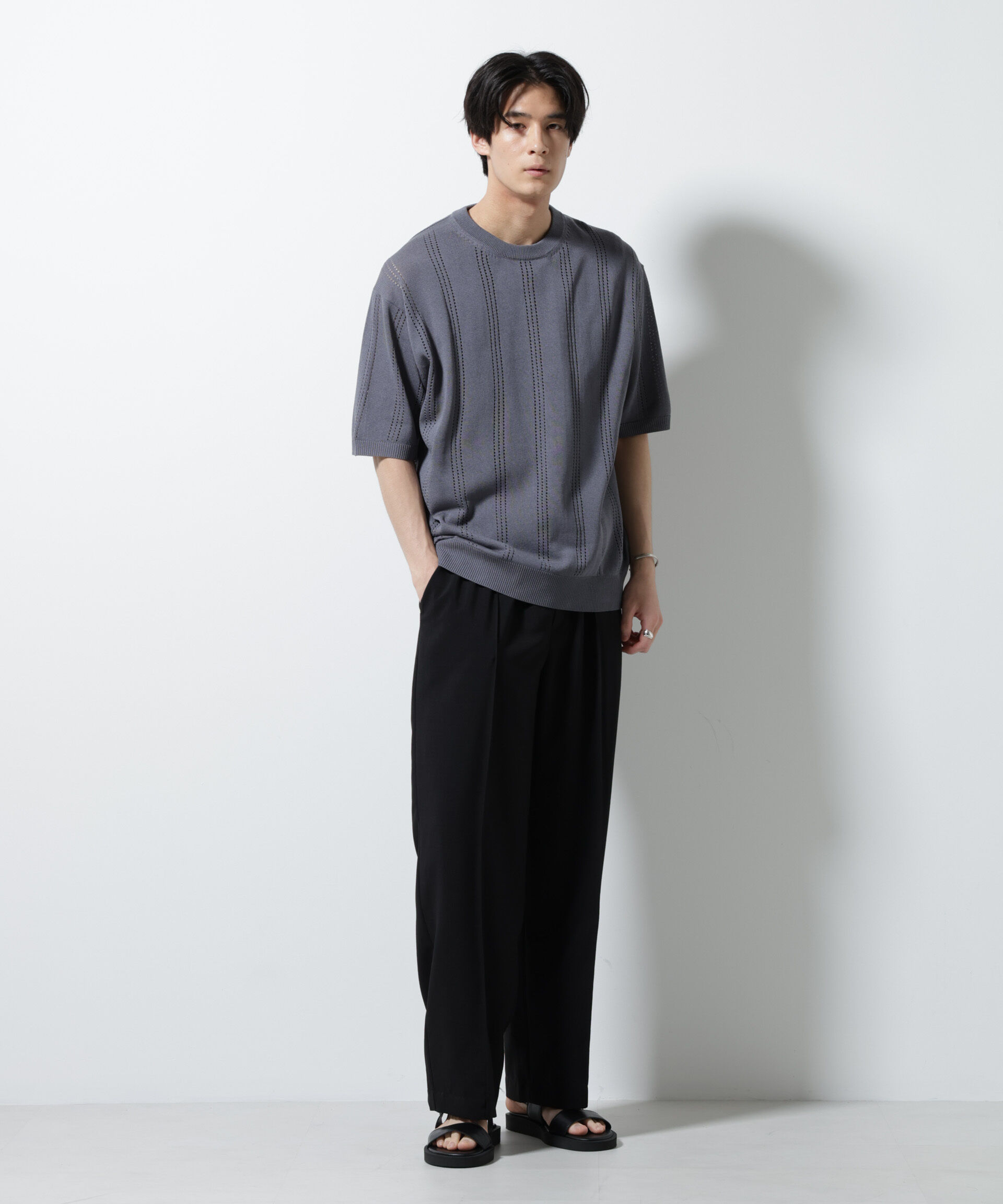 nano･universe「アイレットニット 半袖」|ニット・セーター|