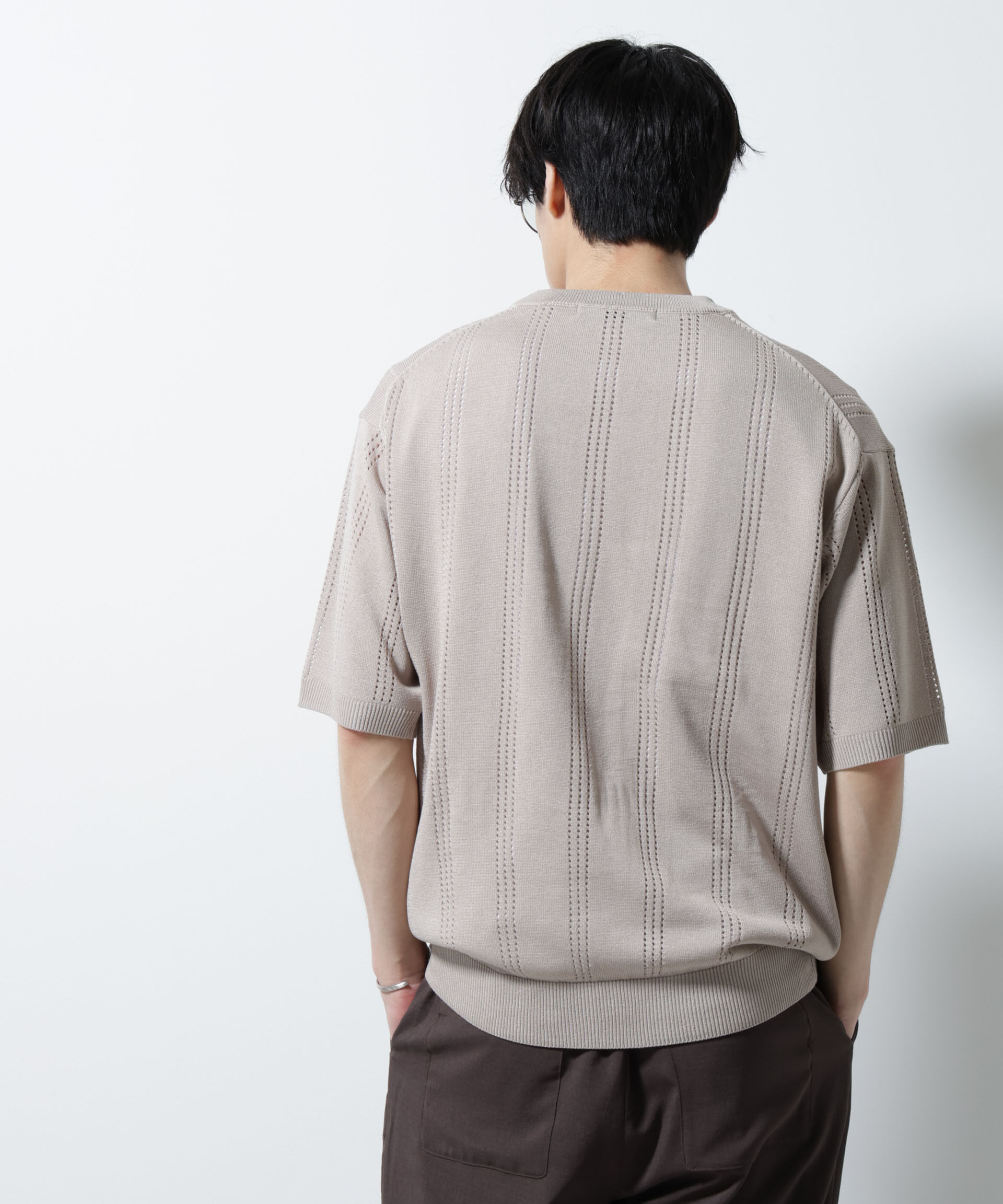nano･universe「アイレットニット 半袖」|ニット・セーター|
