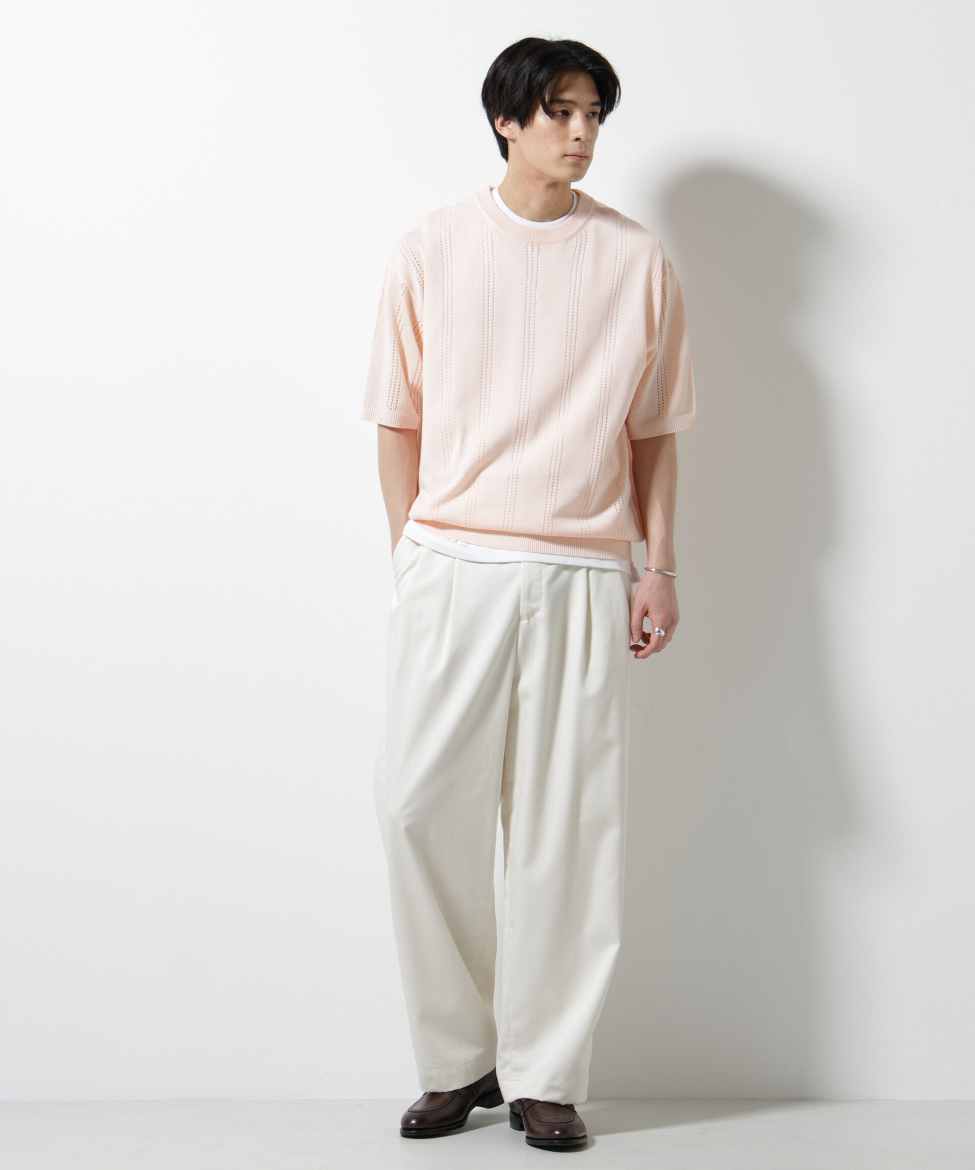 nano･universe「アイレットニット 半袖」|ニット・セーター|