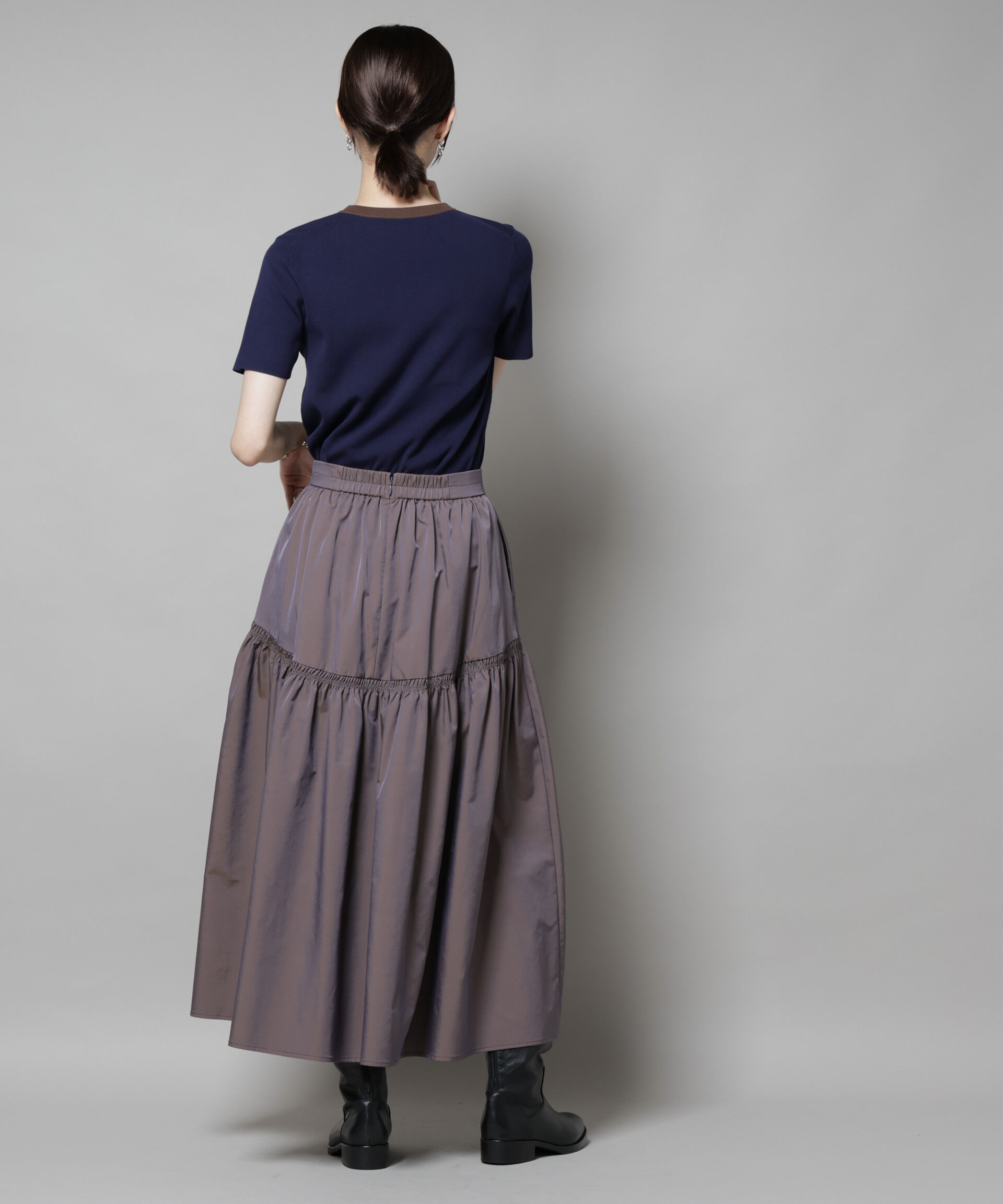 nano･universe「シャンブレータフタティアードギャザースカート」|スカート|